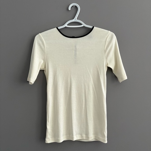 Ann Taylor Petite Small White and Black Cotton Short Sleeve Tee - Picture 1 of 11